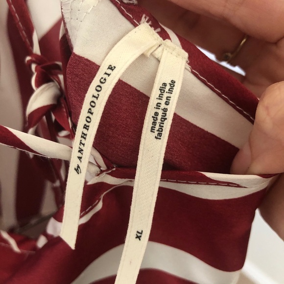 Anthropologie Asymmetrical Red and White Striped Slip Dress size XL - Picture 8 of 10